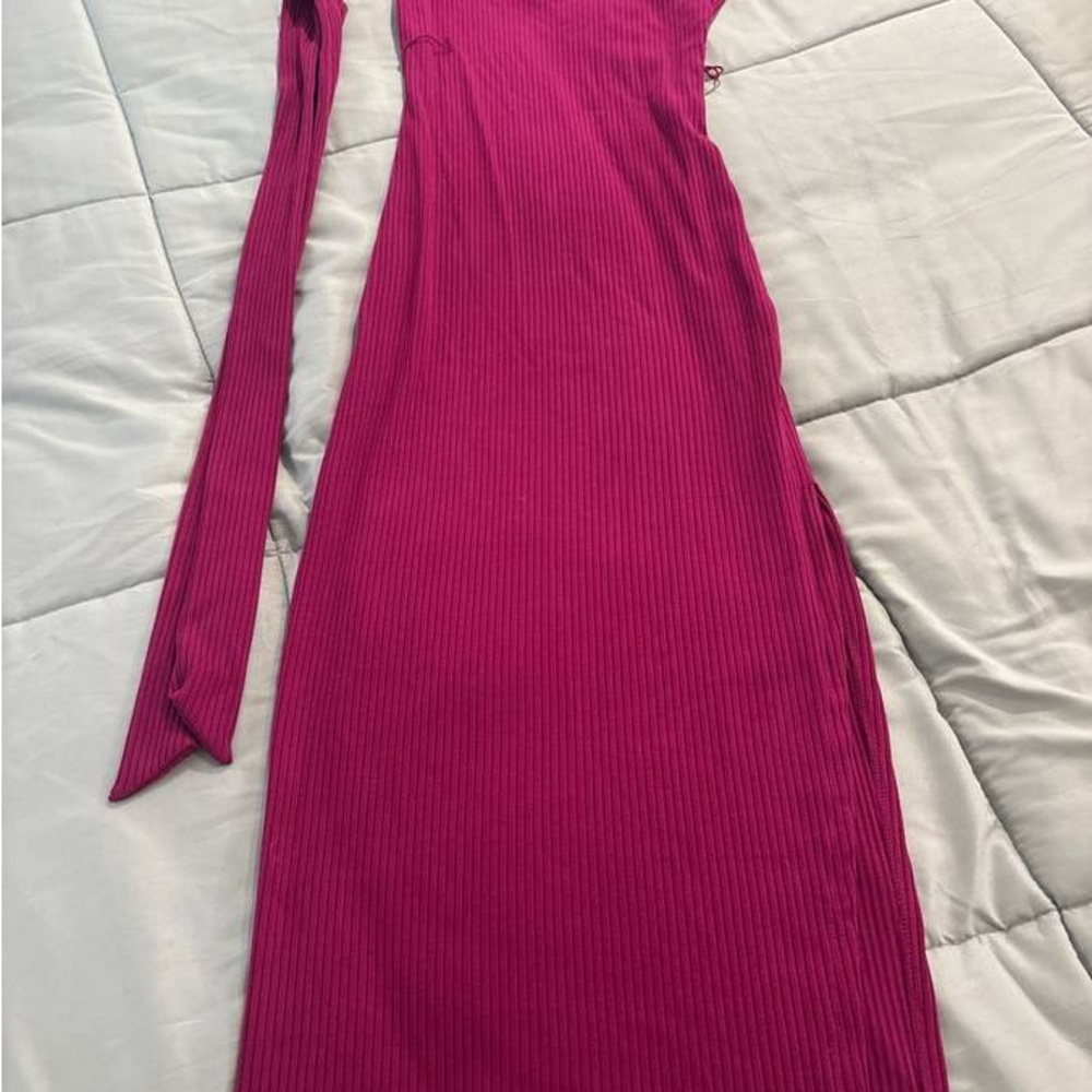 Macy's Fuchsia Ribbed Midi Dress